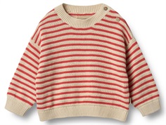 Wheat Leise knit sweater with red stripes